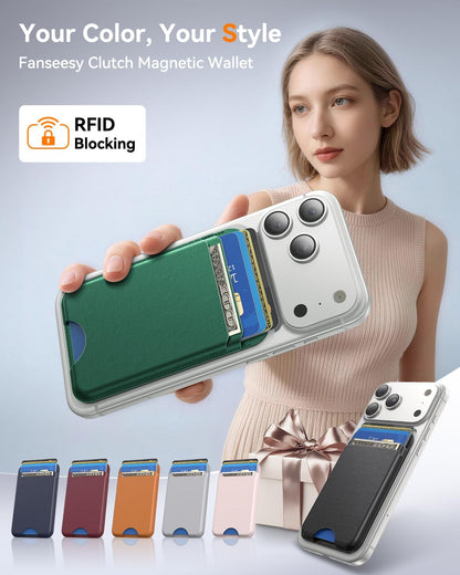 for MagSafe Wallet, Works with Apple Find My,4 Card Holder, Magnetic Phone Wallet for iPhone 18/17/16/15/14/13/12 Pro Max Air Plus Series, RFID Blocking Vegan Leather,Black