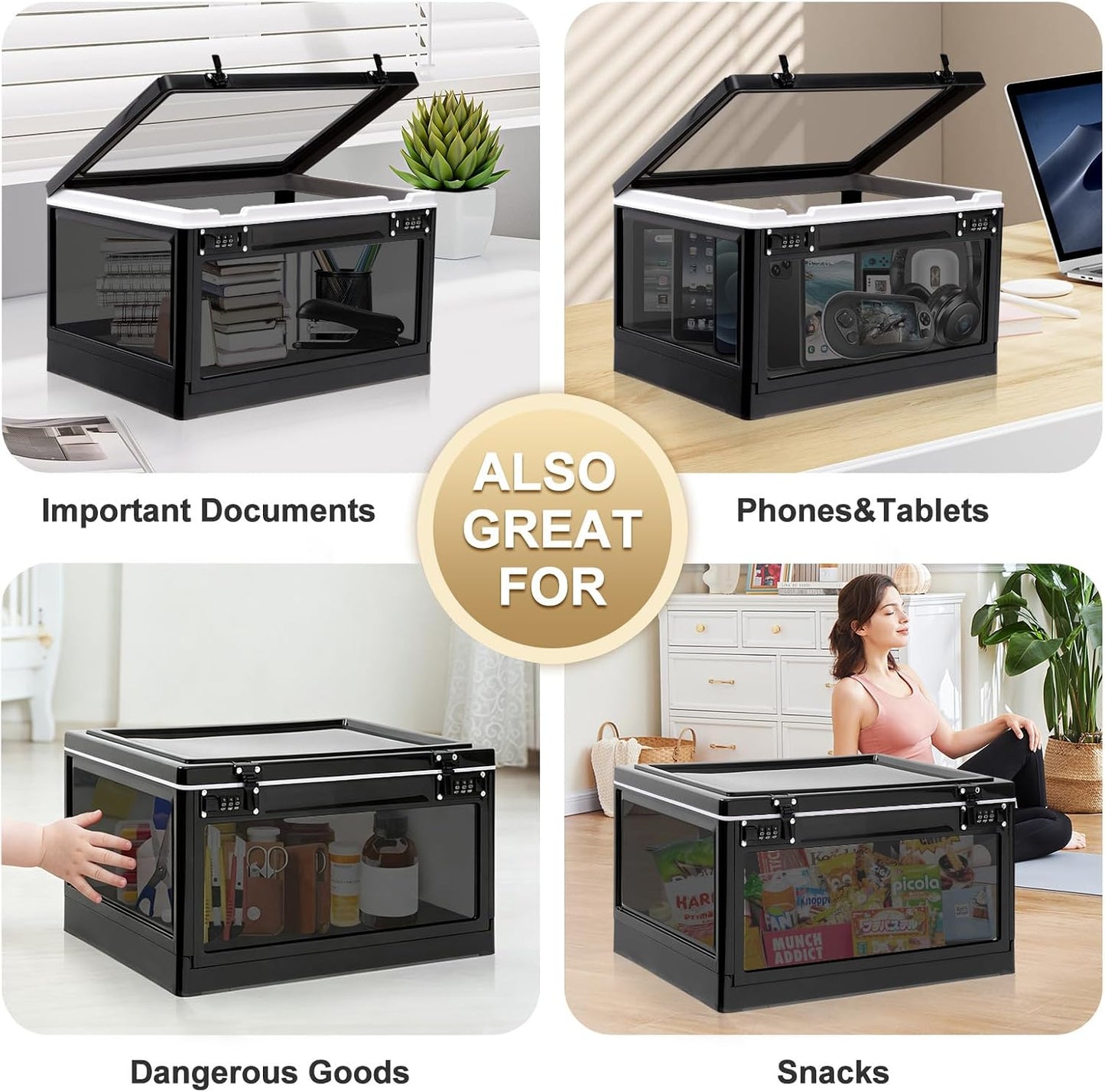 Lalifebuss Large Lock Box for Personal Items, 24 Litre Combination Lockable Storage Box for Office Locker/School/Medicine/Snacks/Phone Jail/Electronic/Home