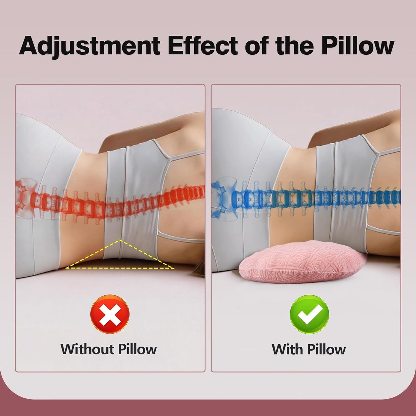 COMFYTHERA Lumbar Support Pillow for Sleeping Memory Foam Lumbar Support Cushion for Lower Back Pain Relief, Back Support Bed Pillow Waist Support (Dark Blue, Large)