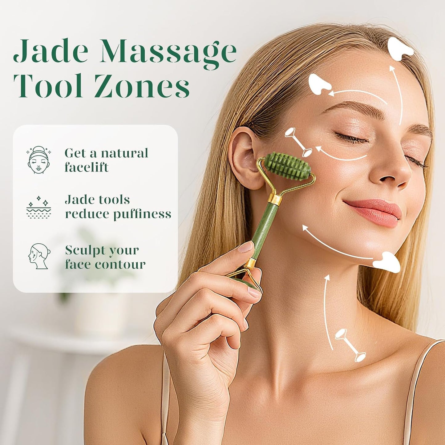 BAIMEI IcyMe Rose Quartz Roller & Gua Sha Set, Cooling Face Roller for Depuffing & Lymphatic Massage, Sculpting Tool for Face, Eyes & Neck, Smooth Skincare Gift for Women and Men