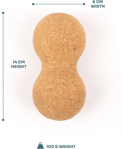 Myga - Cork Peanut Lacrosse Ball Muscle Roller Self Massager for Myofascial Release, Trigger Point Therapy and Deep Tissue Massage - 5.51" x 2.36"