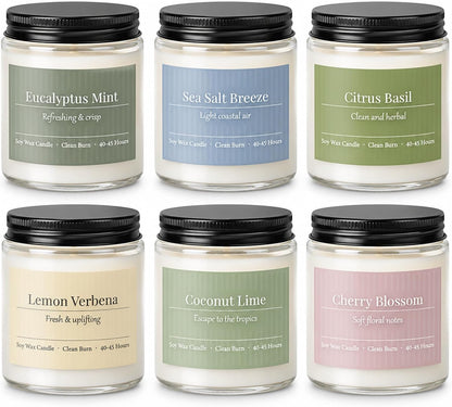 Scented Candles Gift Set, Long Lasting 6 Pack Aromatherapy Candles for Home, 42 oz 300 Hour Burn, Lavender Jasmine Vanilla Sage Sandalwood Rose Eucalyptus Mint, Gifts for Women