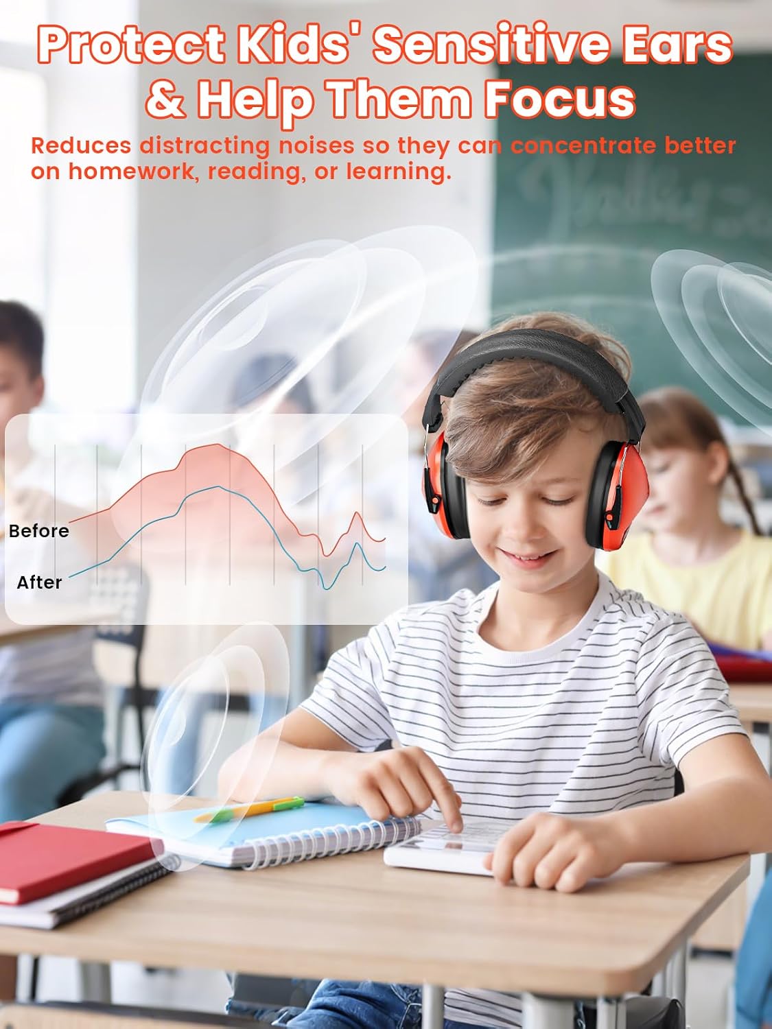 Dr.meter Ear Muffs for Noise Reduction: 27.4SNR Noise Cancelling Headphones for Kids Adults, EM100 Adjustable Hearing Protection Earmuffs for Monster Jam, Autism Sensory, Concerts, Fireworks