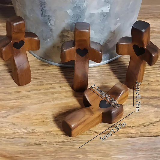 Cross My Heart/Encouragement Gift Wood Comfort Pocket Prayer Cross for Clutching, Clinging and Praying Christian Religious Gift