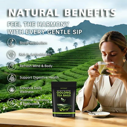 Oolong Tea Bags – Yunnan High-Mountain Oolong Whole Leaf Tea Bags, 25 Bags (5g Each) – Premium Loose Leaf Oolong Tea- Helps Lower Cortisol Levels & Relieve Stress –Smooth Aroma,Low Astringency,Non-GMO