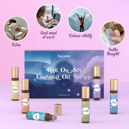 SALKING Floral Essential Oils Set, Premium Pure and Natural Essential Oils, Fragrance Oil Scented Oils for Oil Diffusers 6 x 10 ML - Lavender, Rose, Jasmine, Cherry Blossom, Gardenia, Chamomile