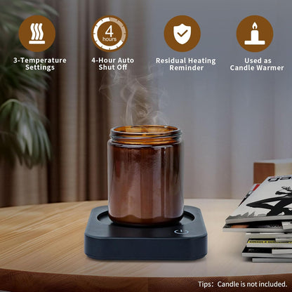 VOBAGA Coffee Mug Warmer for Desk with Auto Shut Off & 3-Temp Settings, Coffee Cup Warmer with Smart Safety Alert Home Office Accessory, Perfect for Coffee, Tea, Milk (Mug for Display)