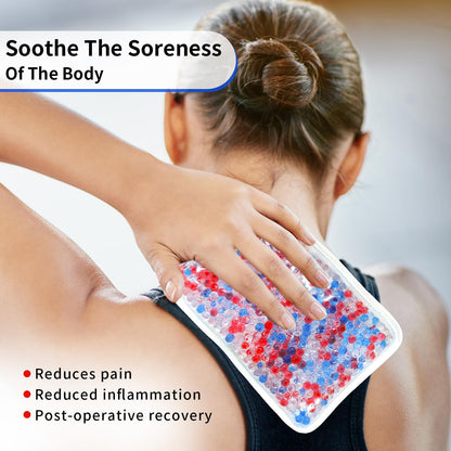 Gel Beads Ice Pack Ice Bag with Strap-1 Pack Reusable Hot & Cold Pack Compress for Knee, Shoulder, Foot, Back, Ankle, Neck, Hip, Elbow, Wisdom Tooth-7.76''x4.93''(Blue)