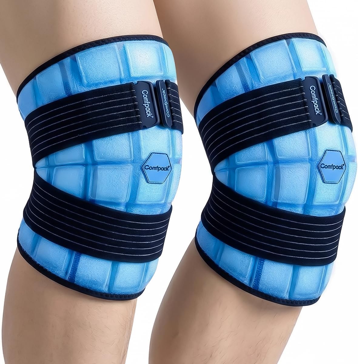 Comfpack Knee Ice Pack Wrap, 2 Hours Long Lasting Coldness Ice & Compression Therapy Flexible Ice Pack for Knee Replacement Surgery, Arthritis Pain, ACL, Swelling, Sports Injuries(23" × 10.3")
