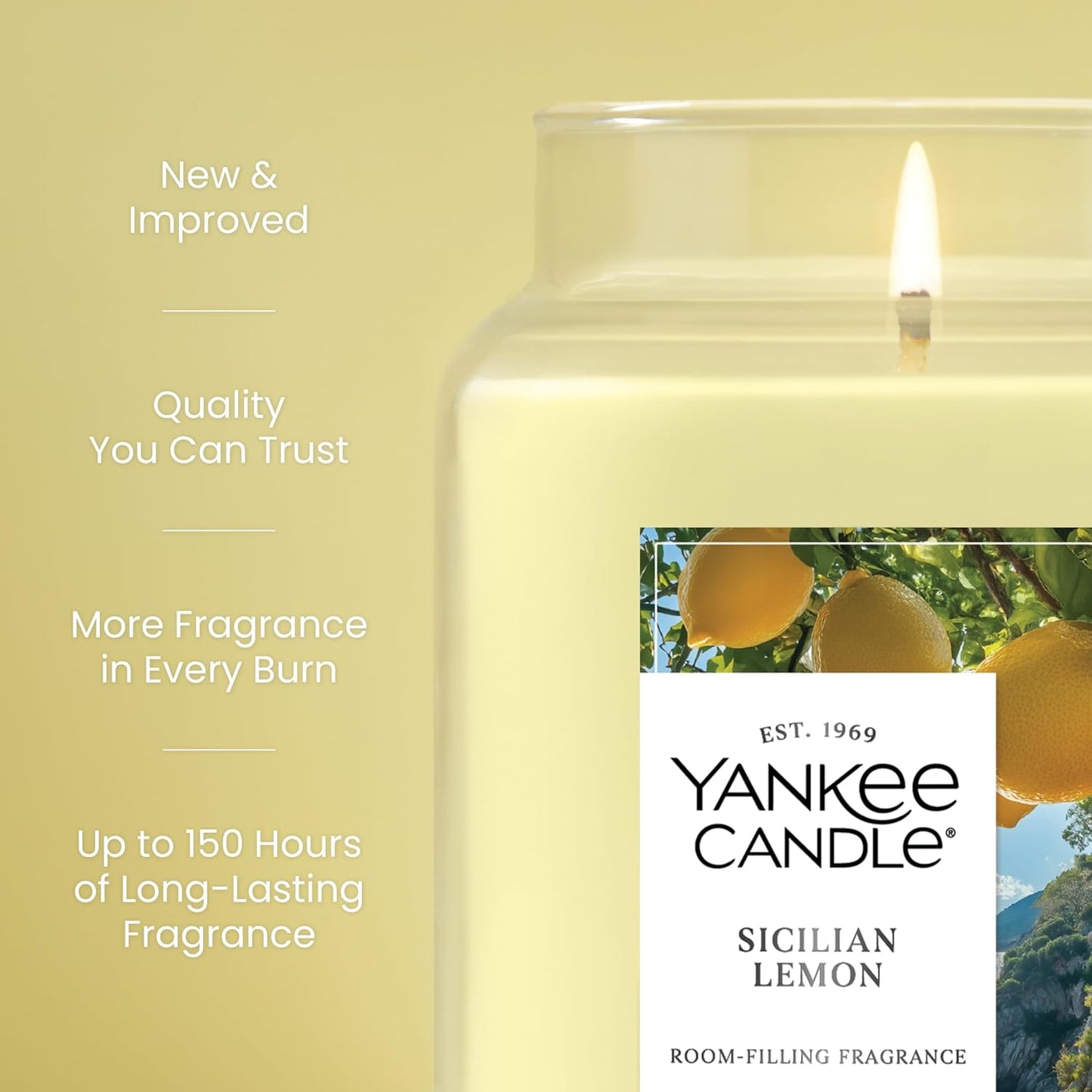 Yankee Candle Sage & Citrus, Scented Candle, 22oz Large Jar with up to 150 Hour Burn Time, Giftable, Birthdays