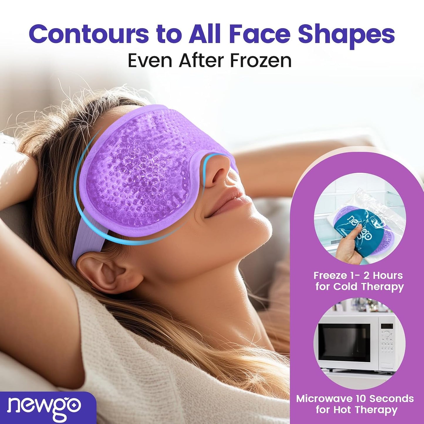 NEWGO Cooling Eye Mask for Puffy Eyes, Cold Eye Mask Eye Ice Pack for After Eyes Surgery, Tension Stress Relief, Itchy Eyes, Headaches, Dark Circles - Blue