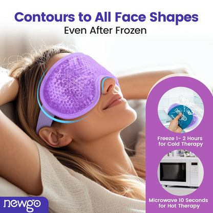 NEWGO Cooling Eye Mask for Puffy Eyes, Cold Eye Mask Eye Ice Pack for After Eyes Surgery, Tension Stress Relief, Itchy Eyes, Headaches, Dark Circles - Blue