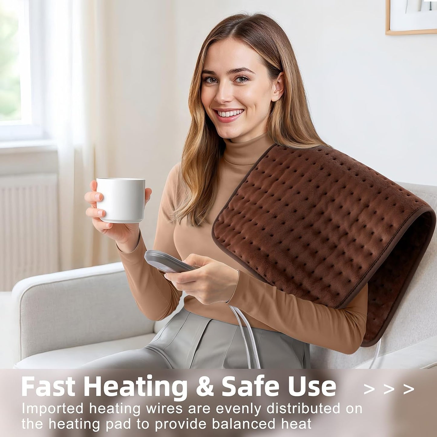 VALGELUIK Heating Pad for Back, Neck & Shoulder Pain Relief – 12"x24" Electric Heat Pad, Auto-Off, Machine Washable, Moist/Dry Heat Options – Thoughtful Mother's Day Gifts for Mom, Dad, Women & Men