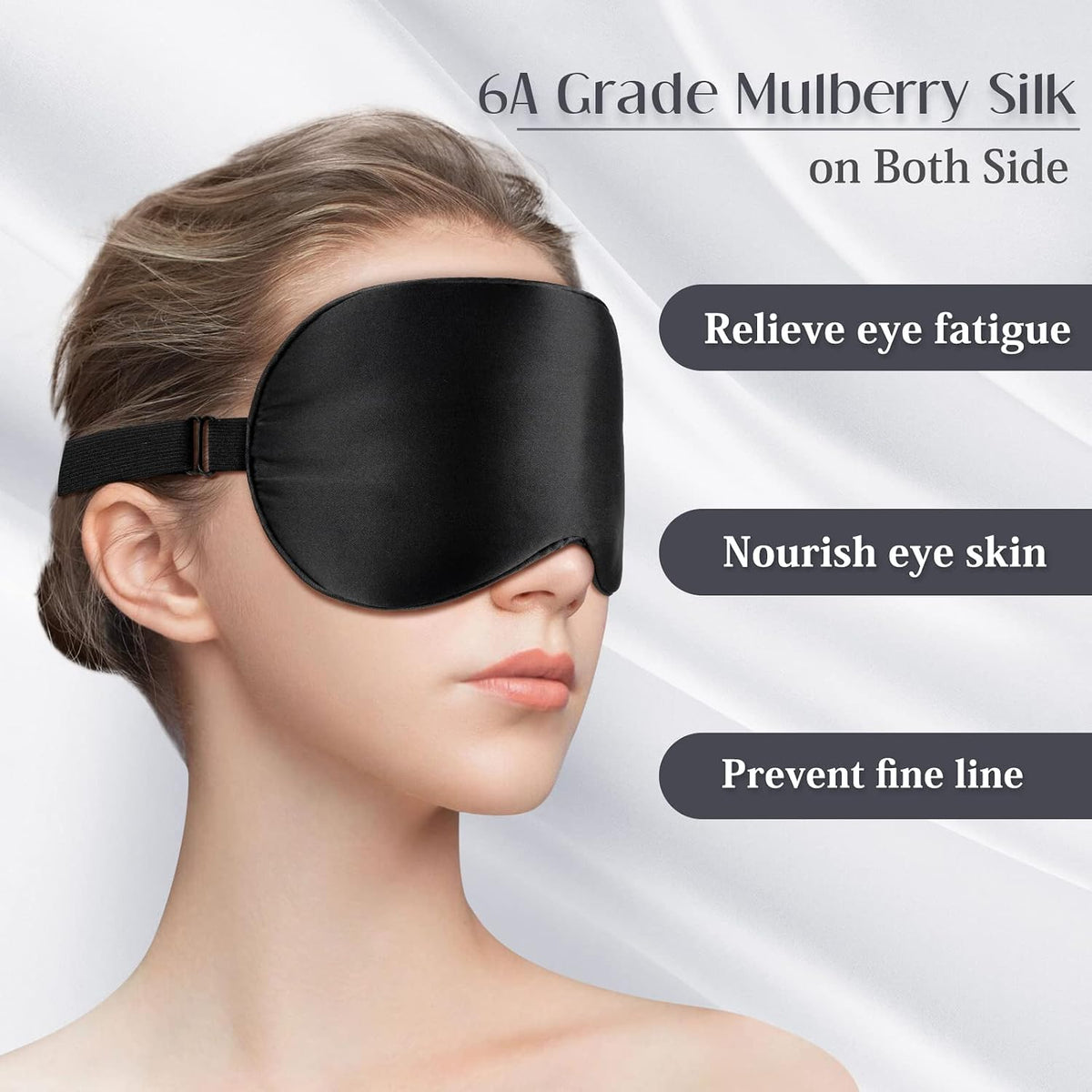 LULUSILK 100% Mulberry Silk Sleep Eye Mask for Sleeping Women and Men, Pink