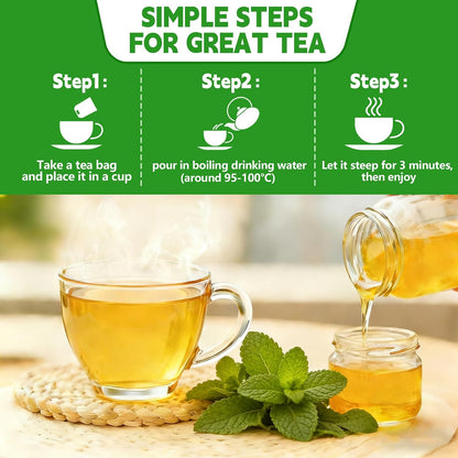 Spearmint Leaves Tea Bags-120 Teabags, 2g/Bag, Made with 100% Natural Spearmint Leaves. Helps with Freshens Breath and Digestion | Caffeine-Free | Sugar-Free | Gluten-Free | Vegan. Eco-Friendly Tea Bags