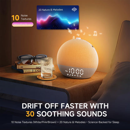 Geuuap Sunrise Alarm Clock White Noise Machine with Bluetooth Speaker,Khaki