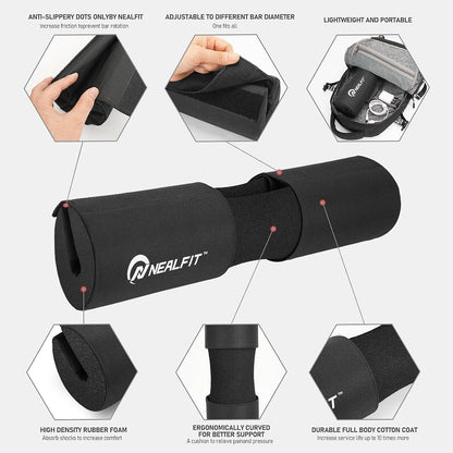 NEALFIT Barbell Pad Squat Pad for Squats—Squat Bar Pad—Great for Weightlifting,Lunges and Hip Thrusts—Foam Sponge Pad—Fit Standard and Olympic Bars Perfectly