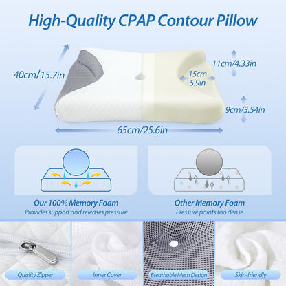 HOMCA CPAP Pillow for Side Sleeping, CPAP Nasal Pillows for All CPAP Masks Users to Reduce Air Leaks & Masks Pressure, Neck Support Pillows for Sleeping for Neck Pain Relief
