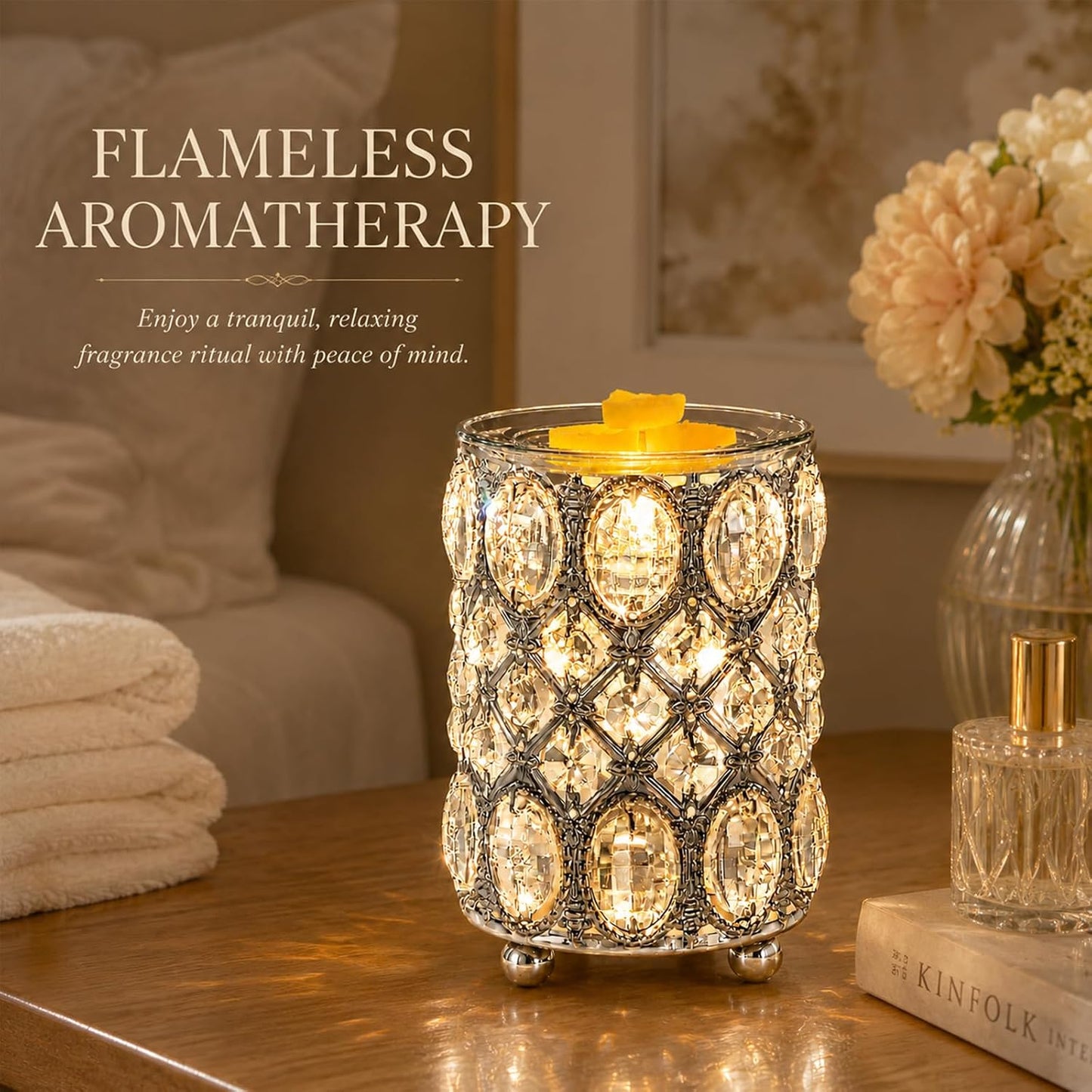 Leyoue Electric Crystal Wax Melt Warmer - Bulb Heating, Elegant Crystal Design, Quickly Melts Wax Blocks, Releases Long-Lasting Fragrance, Perfect Candle Wax Burner and Wax Warmer for Home Decor