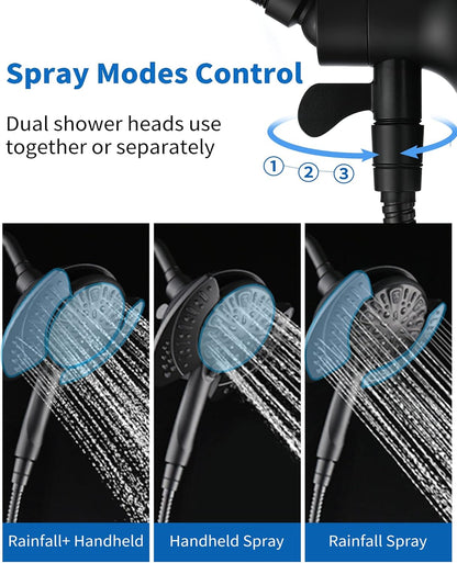 INAVAMZ Shower Head with Handheld High Pressure: Hand Held Shower Head & Rain Shower Head 2-IN-1 Shower Head with 59" Rotatable Stainless Steel Hose, Shower Trim Systems, Sliver 2.5 GPM 15391 Filter
