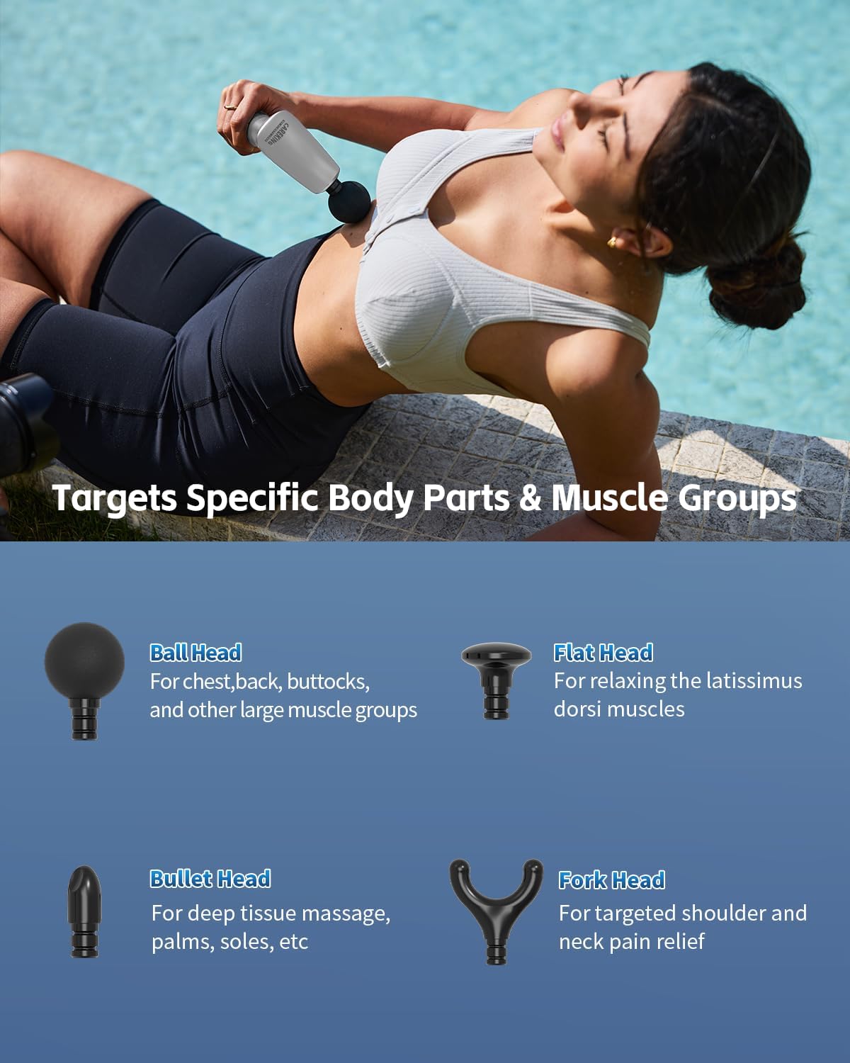 2-in-1 Detachable Massage Gun Deep Tissue with Extension Handle