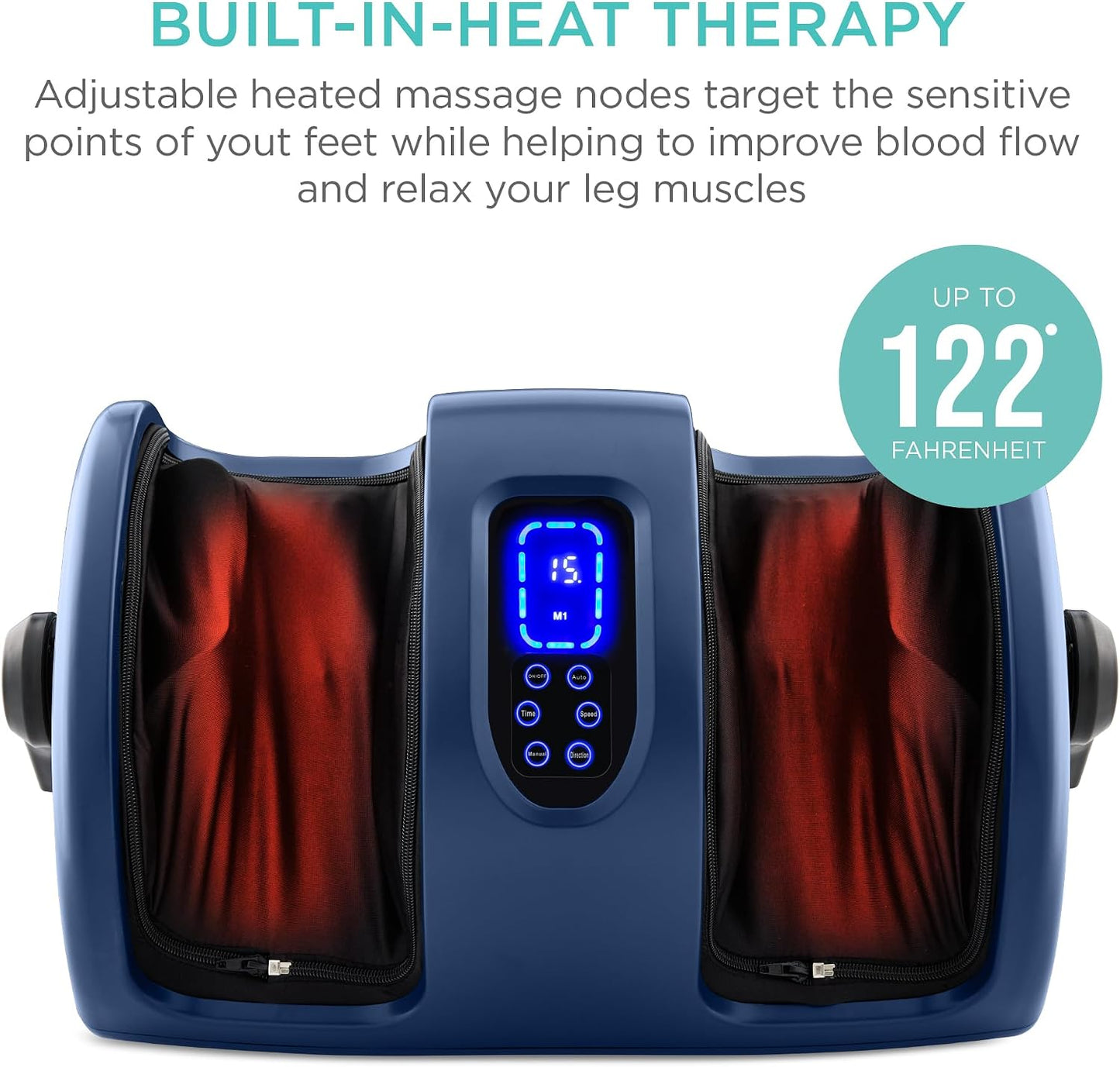 Best Choice Products Shiatsu Foot Massager with Heat for Plantar Fasciitis & Neuropathy, Kneading Foot & Calf Massager with Remote, 360° Adjustable Handle, Rolling & Compression Massage - Satin Black