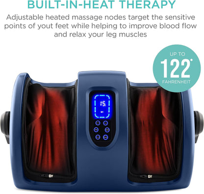 Best Choice Products Shiatsu Foot Massager with Heat for Plantar Fasciitis & Neuropathy, Kneading Foot & Calf Massager with Remote, 360° Adjustable Handle, Rolling & Compression Massage - Satin Black