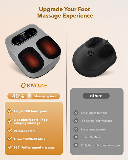 KNQZE Foot Massager with Heat and Remote, Shiatsu Deep Kneading Feet Massager for Plantar Fasciitis & Neuropathy, Foot Warmer, Gifts for Mom Women Men Dad, Fits Up to Men Size 12(Black)