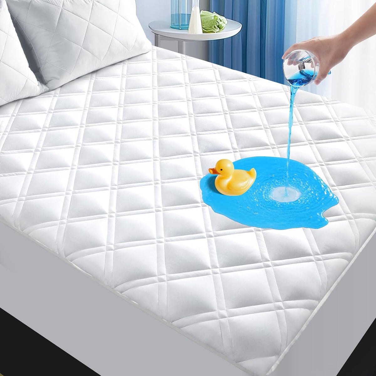 Queen Mattress Protector Waterproof, Mattress Pad Fitted Deep Pocket 8"-21"