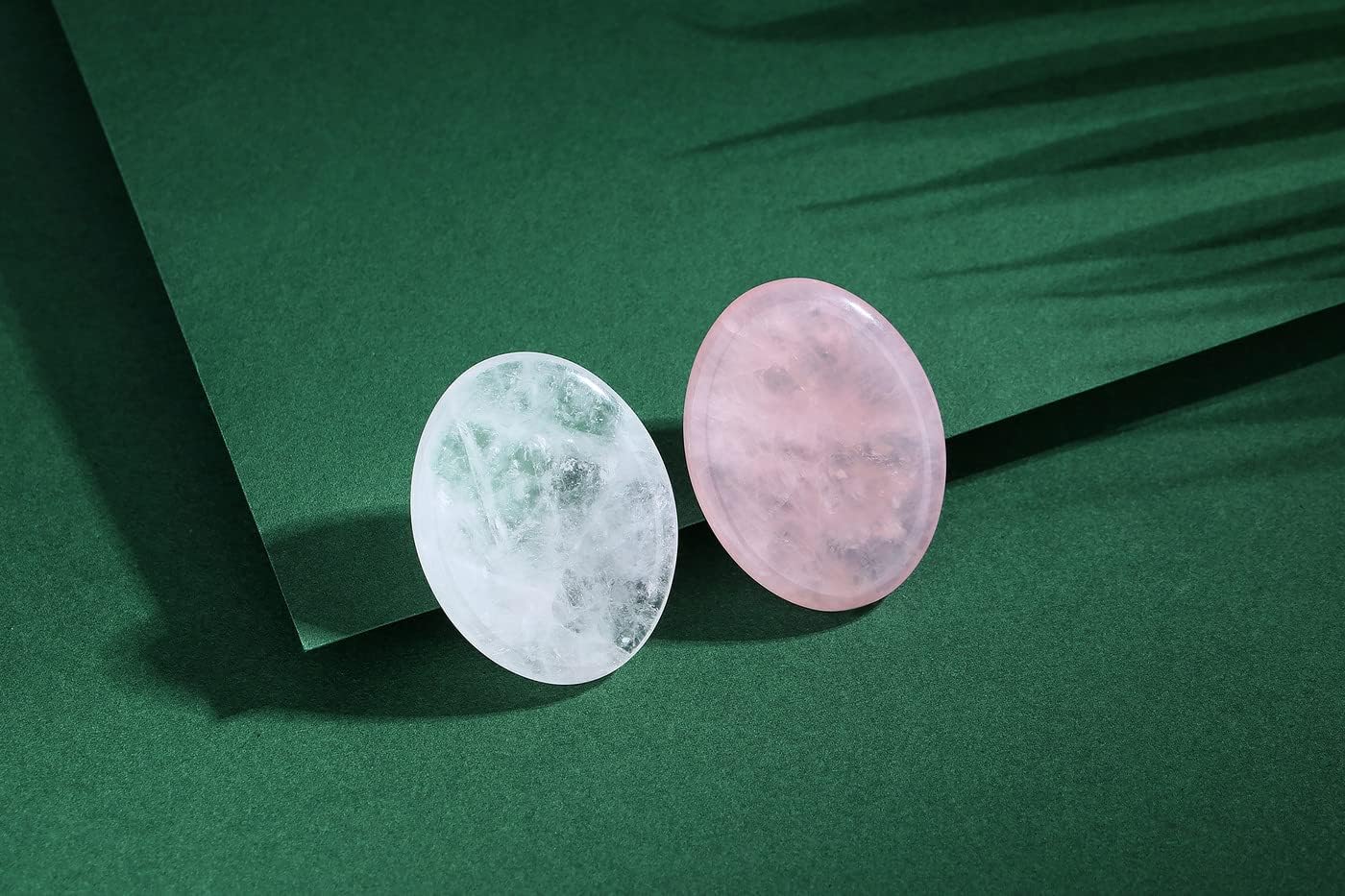 YATOJUZI Thumb Worry Stones for Anxiety Stress Relief Items Healing Crystals Natural Amethyst Rose Quartz Crystal Palm Pocket Stone Gemstones Meditation Reiki Spiritual Gifts for Women Men 2PCS