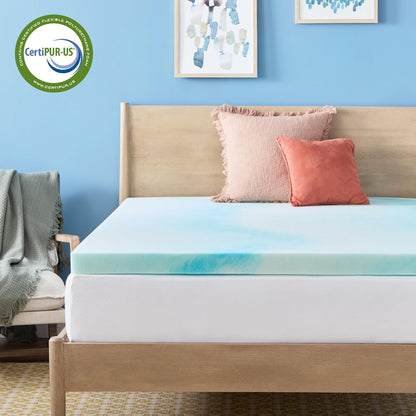 Linenspa Memory Foam Mattress Topper, Queen Size - 2 Inch Gel Infused Memory Foam - Plush Feel - Cooling and Pressure Relieving - CertiPUR Certified
