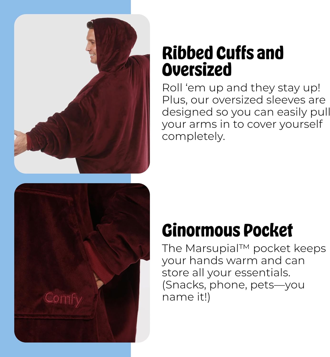THE COMFY Original | From Shark Tank | Patented | Oversized Sherpa Wearable Blanket Hoodie| Gift for Women & Men | One Size