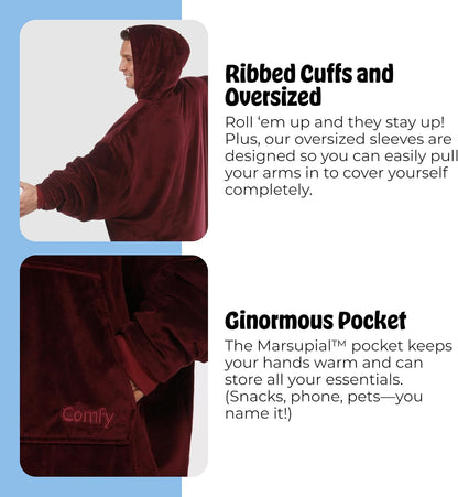 THE COMFY Original | From Shark Tank | Patented | Oversized Sherpa Wearable Blanket Hoodie| Gift for Women & Men | One Size