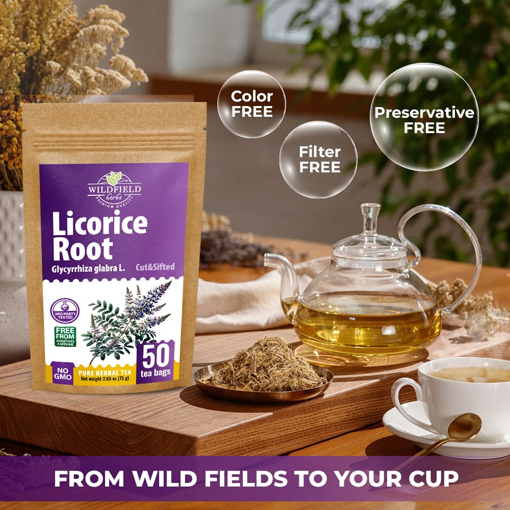 50 Bags Licorice Root Tea Liqorish Root Tea Herb (Glycyrrhiza Glabra) - 50 Count 1.5g Bags Licorice Roots Raiz De Regaliz