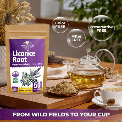 50 Bags Licorice Root Tea Liqorish Root Tea Herb (Glycyrrhiza Glabra) - 50 Count 1.5g Bags Licorice Roots Raiz De Regaliz