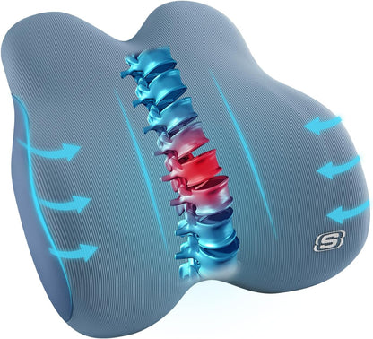 Skechers Memory Foam Lumbar Pillow,Lumbar Support Pillow for Office, Chair Lower Back Pain Relief Lumbar Pillow, Ergonomic Design Back Support Pillow for Office Chair, Car, Home, Travel,Black