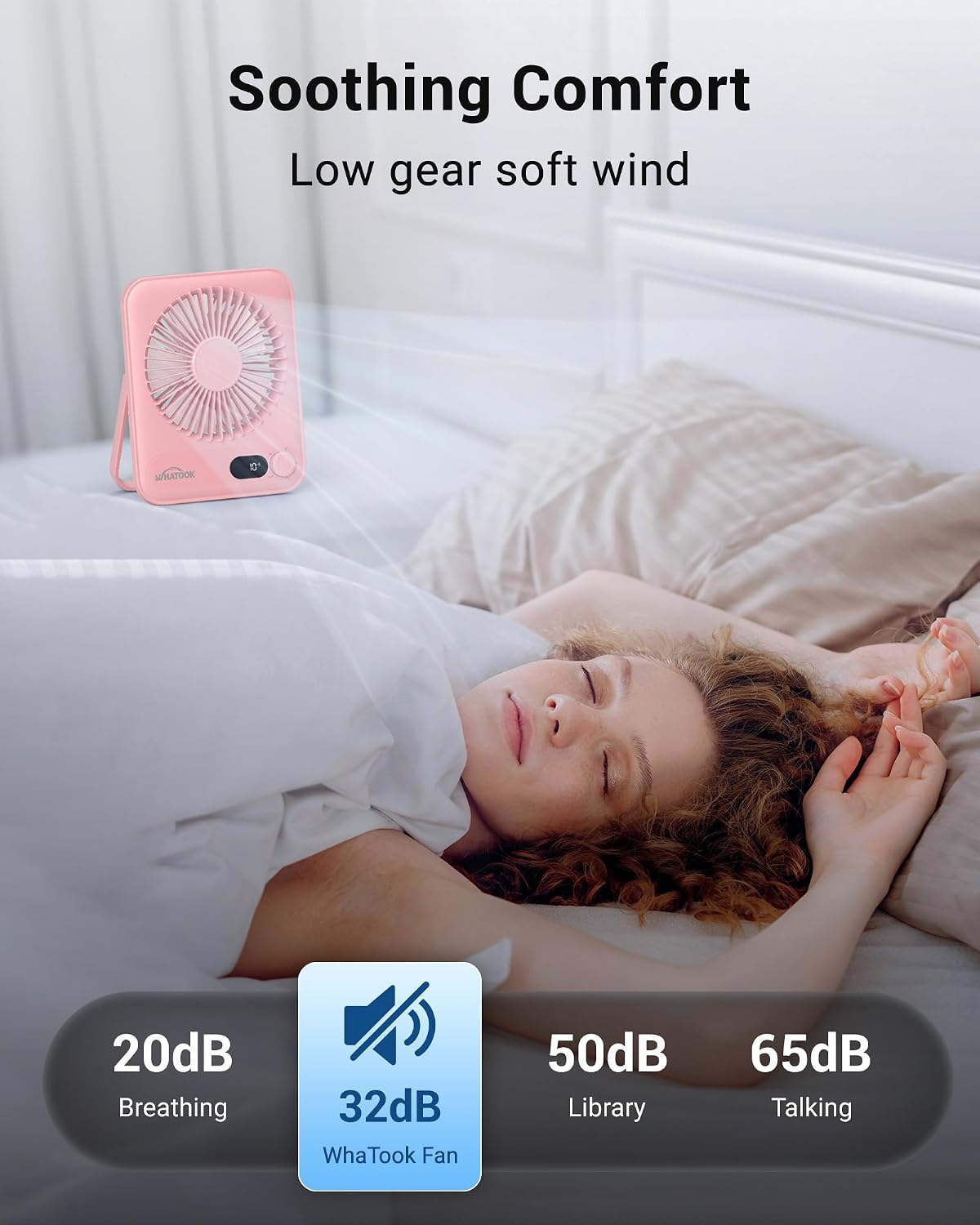 WHATOOK Small Desk Fan Personal Fans: 5000mah 25 Hours Battery Office Quiet Mini Desktop Fan Portable Rechargeable Travel Essentials (Purple, 2000 mAh)