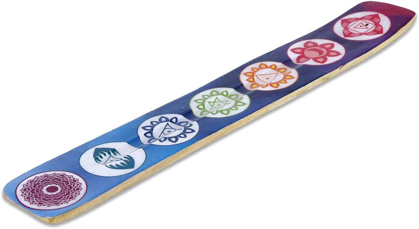 Bless-International Traditional-Handmade-Burner Wooden-Incense-Stick-Holder Ash-Catcher-Stand for-Aromatherapy-Meditation-Yoga (Incense Holder 10 inch(2 pcs))