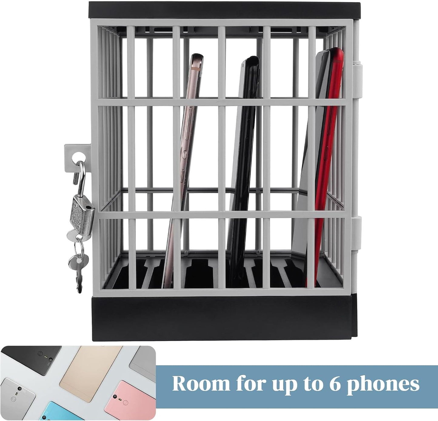 Gemaxvoled Cell Phone Jail-Phone Cage with Lock and Key, Phone Lock Box, Cell Phone Locker for Classroom/Family