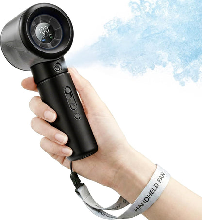 Handheld Turbo Misting Fan with LED Display & Safety Lock