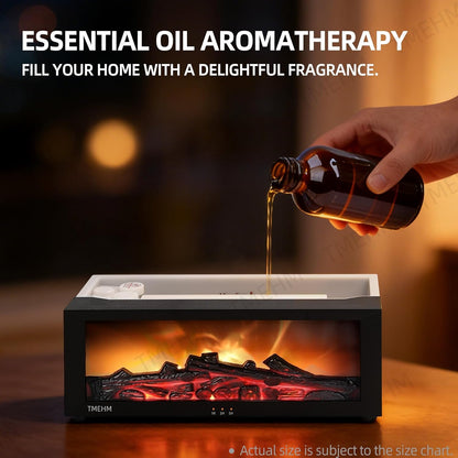TMEHM Fireplace Flame Air Diffuser Humidifier,7 Colors Aromatherapy Essential Oil Diffuser,Ultrasonic Aroma Humidifier with Timer for Home,Bedroom,Office,Yoga (Black)