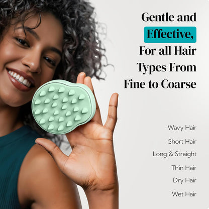 HEETA Hair Scalp Massager Shampoo Brush 2 Pack, Soft Silicone Bristles to Remove Dandruff, Waterproof Hair Scrubber for Both Wet Dry Use, Suitable for Men & Women (Green & Black)