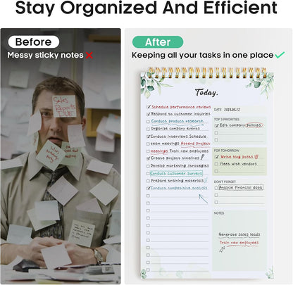 Taja To Do List Notepad, Undated Daily Planner for Work and Goal Setting