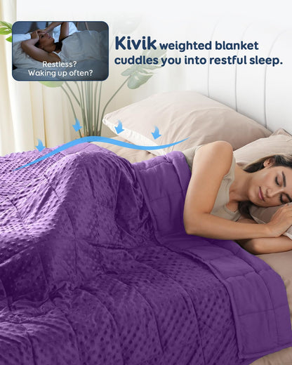 Kivik 2 lbs Weighted Lap Pad, Ultra Soft Minky Dotted Heavy Blankets Throw for Better Study Relaxing & Sleeping, Machine Washable, 20 x 30 Inches, Purple