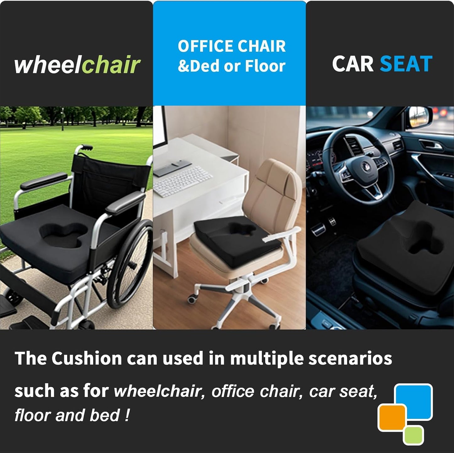 Gel Wheelchair Seat Cushion,Bed Sore Cushions for Butt,Gel Cushion for Pressure Relief,Donut Pillow for Tailbone Pain Relief,Sciatica,Coccyx,hemorrhoid Pillow,Cushion for Office Chair(Blue)