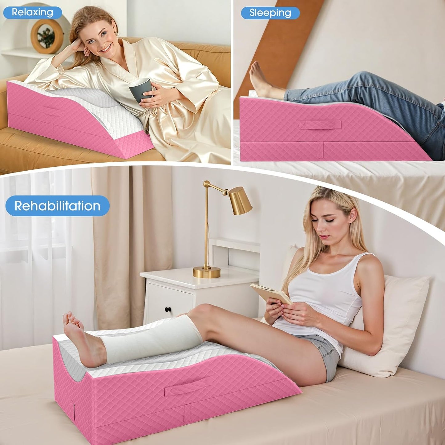 TranquilRelax Elevation Pillows for Leg After Surgery, Memory Foam Adjustable Wedge Pillow for Injury or Rest, Ankle Pillow for Sleeping Blood Circulation, Grey/Single Leg