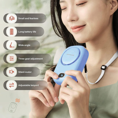 AOCOOLFAN Portable Neck Fan, Mini Small Personal Handheld Fan USB Rechargeable 3 Speed for Girls Boys Woman Eyelash Travel Home Office Outdoor (White)