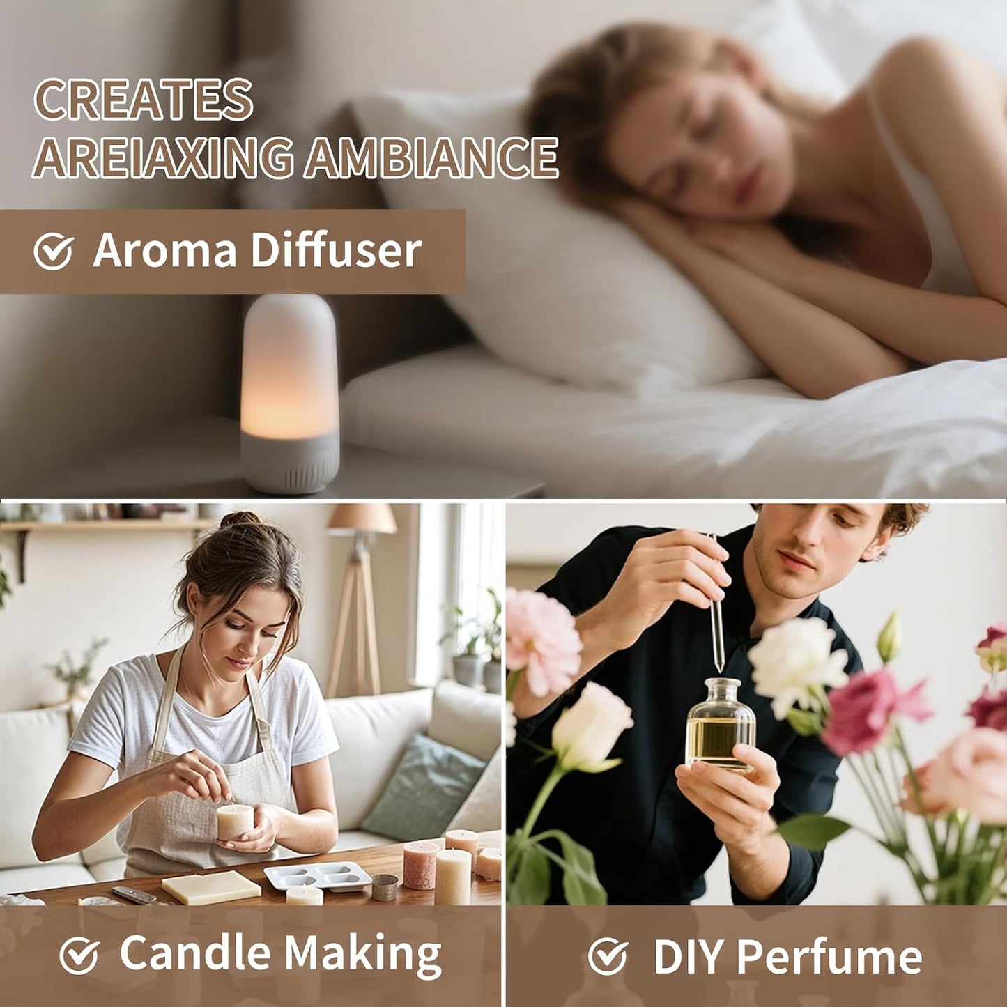 Essential Oils Set Top 6 Aromatherapy-Essential Oils for Diffuser for Home,Air Freshening Diffuser Oils Scents for Aromatherapy,Laundry,Candle&Soap Making,Humidifiers 6 X 10ML