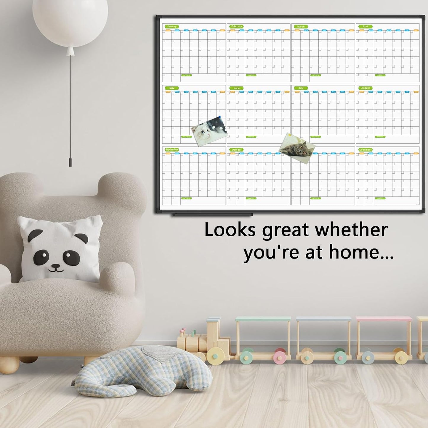 JILoffice Magnetic Dry Erase Calendar Whiteboard, 4 Month White Board Planner 36 X 24 Inch, Black Aluminum Frame Wall Mounted Board for Office Home and School