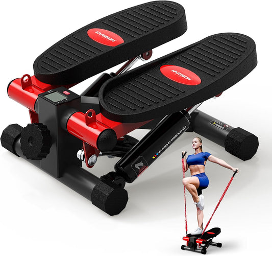 HARISON Mini Steppers for Exercise, Stair Stepper with LCD Monitor 330LBS Capacity, Portable Under Desk Stepper for Home Workout